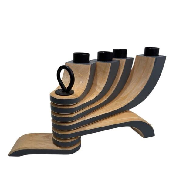 Mid Century Modern Gray & Tan Design Home Stockholm Candleholder Jonas Grundell - Picture 4 of 12